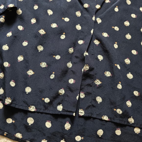 J. Crew Silk Blouse with Clock Print Size 10 - Picture 6 of 12